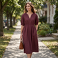 Casual maxi-jurk met V-hals en zakken voor dames