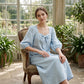 Casual effen midi-jurk met elegante strik en vierkante halslijn