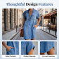 Casual denim jurk voor dames, losvallend, met revers, korte mouwen, ritssluiting en zakken