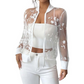 🌸 50% KORTING! ✨ Dames Zomer Bloemen Transparant Mesh Jasje – Borduurwerk, UV-bescherming & Rits 🌞