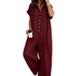 Casual, ruimvallende jumpsuit met korte mouwen en knopen voor dames
