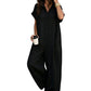 Casual, ruimvallende jumpsuit met korte mouwen en knopen voor dames