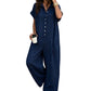 Casual, ruimvallende jumpsuit met korte mouwen en knopen voor dames