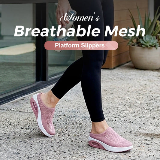 Ademende platformslippers van mesh voor dames