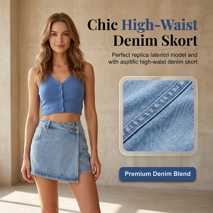 Zomerse denimskort met hoge taille voor dames