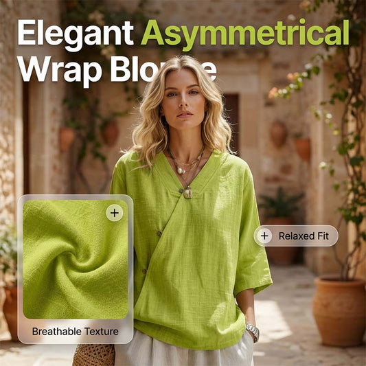 Casual damesblouse met V-hals en knopen aan de voorkant