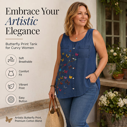 Zomerse tanktop met vlinderprint voor dames