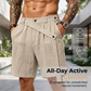 Zomerse linnen herenshorts, casual, losse pasvorm, strandshorts