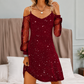 Elegante off-shoulder jurk voor dames met mouwen van mesh