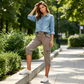 Cargo-capribroek met hoge taille voor dames