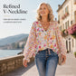 Zomer-T-shirt met bloemenprint en V-hals voor dames
