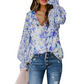 Zomer-T-shirt met bloemenprint en V-hals voor dames