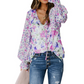 Zomer-T-shirt met bloemenprint en V-hals voor dames