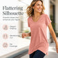 Casual, halflange top met V-hals en losse pasvorm voor dames