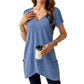 Casual, halflange top met V-hals en losse pasvorm voor dames