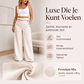 Dames hoog getailleerde wijde pijpen broek met contrasterende bies