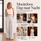 Dames hoog getailleerde wijde pijpen broek met contrasterende bies