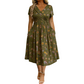 Damesjurk met V-hals, bloemenprint en gedraaide taille