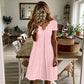 👗Topkeuze – Jurk met V-hals en gaatjespatroon, afgewerkt met geschulpte rand – Lichtgewicht en romantisch, ideaal voor tuinfeesten of een brunch 🌿