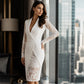 Elegante bodycon jurk voor dames met v-hals en kanten mouwen