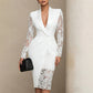 Elegante bodycon jurk voor dames met v-hals en kanten mouwen