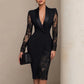 Elegante bodycon jurk voor dames met v-hals en kanten mouwen