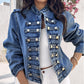 Vintage dames spijkerjas met symmetrische knopen