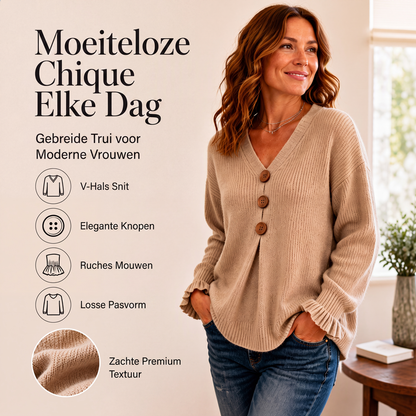 ✨ Tijdloze Elegantie ✨ Dames Gebreide V-Hals Trui 👚 Zachte Comfort, Flatterende Pasvorm & Veelzijdige Stijl