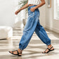 Hoge taille, elastische barrel jeans voor dames