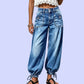 Hoge taille, elastische barrel jeans voor dames