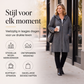 Damesjack met capuchon en twee ritsen, halflang model
