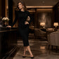 Elegante asymmetrische eenrijig geknoopte jurk voor dames