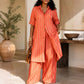 Dames Gestreept Lang Shirt & Wijde Broek Set