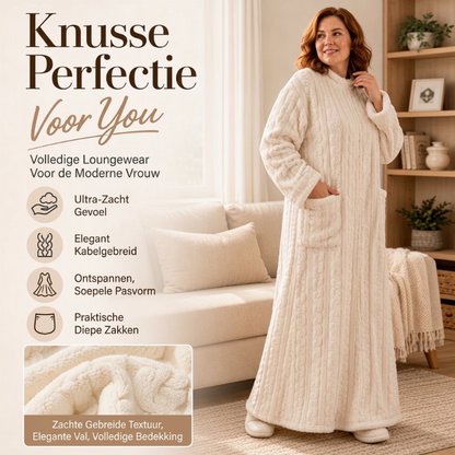 Dames warme pluche lange nachthemd