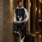 Bedrukte hoodie en joggingbroek set voor heren
