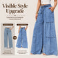 Denimbroek met hoge taille en wijde pijpen voor dames