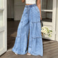Denimbroek met hoge taille en wijde pijpen voor dames