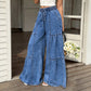 Denimbroek met hoge taille en wijde pijpen voor dames