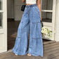 Denimbroek met hoge taille en wijde pijpen voor dames