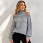 Dames geborduurde mock neck trui