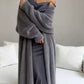 Elegante Lange Pluche Cardigan met Open Voorzijde en Zakken