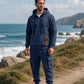 Set bestaande uit een warme herenhoodie met halve rits en een cargobroek