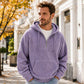 Casual corduroy hoodie met halve rits voor heren