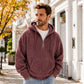 Casual corduroy hoodie met halve rits voor heren