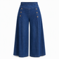 ✨ Denim Must-Have 👖 Damesjeans met Hoge Taille, Wijde Pijpen & Decoratieve Knopen – Stretchcomfort en een Flatterende Look 🤎