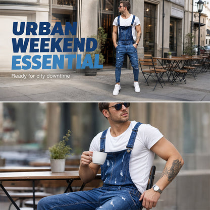 Denim-overalls voor heren: versleten jumpsuits met scheuren