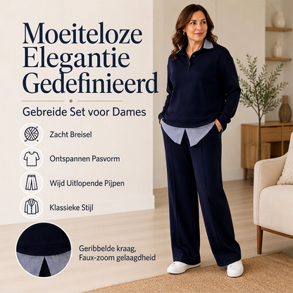 🔥Gratis verzending✈️Dames Sweatshirt & Broek Set met Fake Two Piece Ontwerp