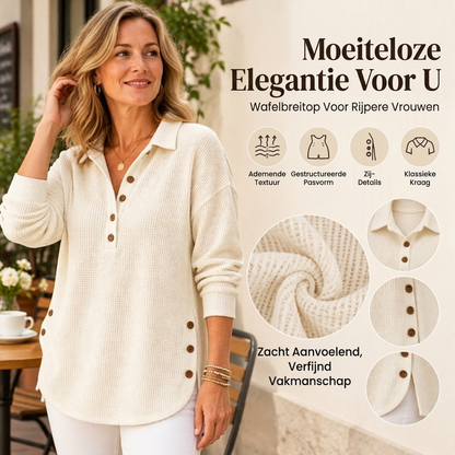 Dames Wafelgebreid Lange Mouwen Top