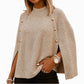 🔥Gratis verzending✈️Dames Gebreide Cape Poncho Trui met Knopen – Elegante Laagjeslook, Zacht Comfort & Tijdloze Stijl