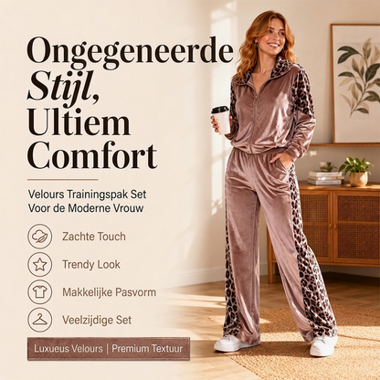 Vrijetijdsset voor dames met luipaardprint, 2-delig